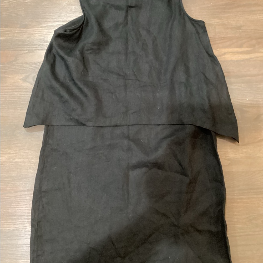 Pure Jill Black Linen Double Tier Dress - Picture 3 of 3